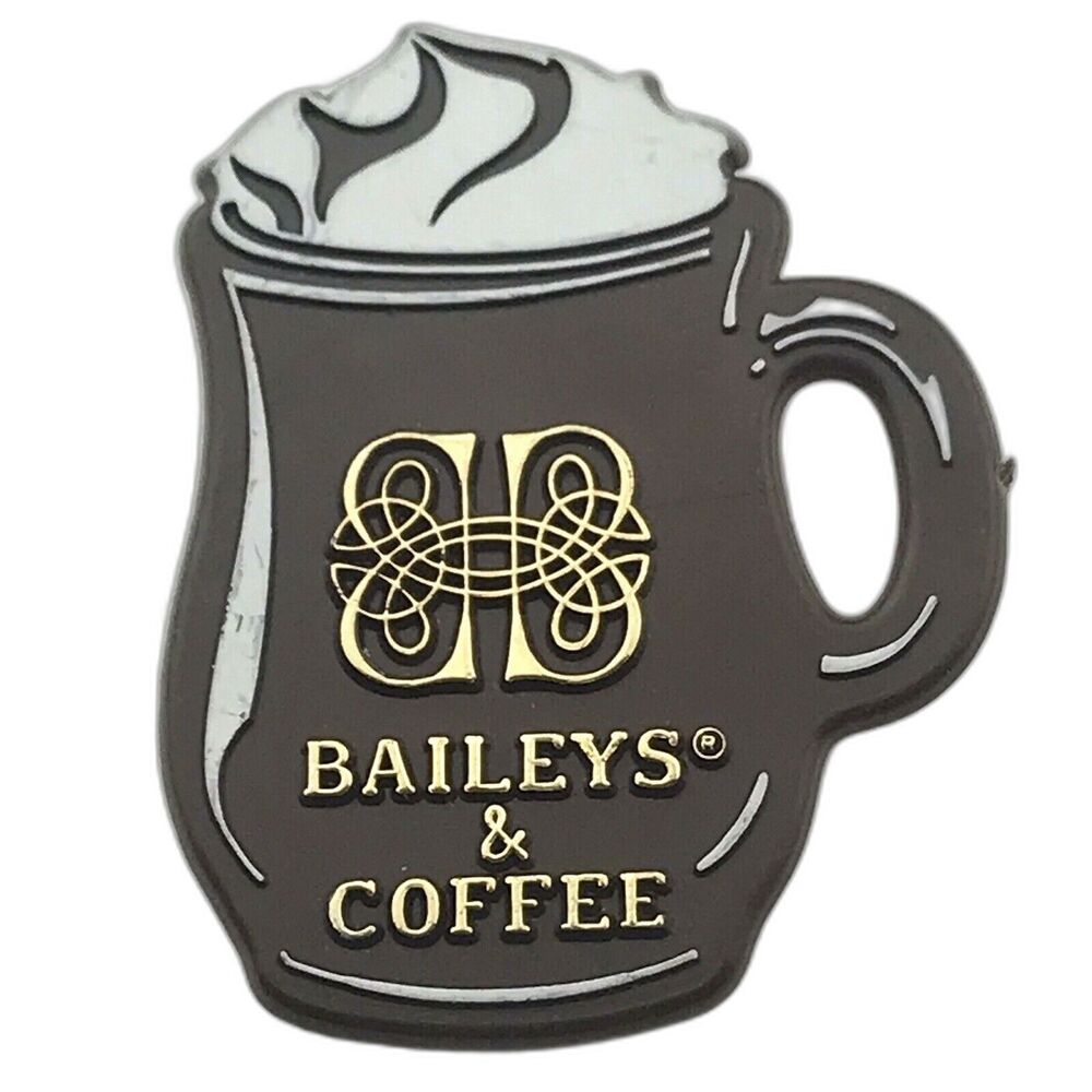 Baileys And Coffee Pin Button Pinback Brown Vintage Mug Shaped Collectible